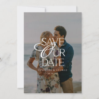 Elegante minimalistische Schrift Foto-Hochzeit Save The Date