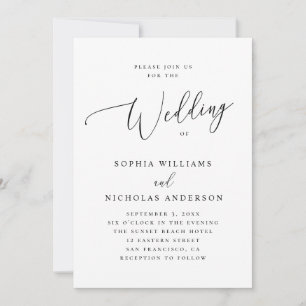 Elegante minimalistische Schrift Hochzeit Formal Einladung