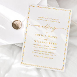 Elegante minimalistische Schrift Hochzeit Gold Folieneinladung