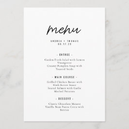 Elegante Minimalistische Schrift Hochzeit Menükarte
