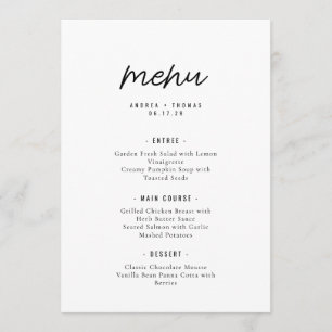 Elegante Minimalistische Schrift Hochzeit Menükarte