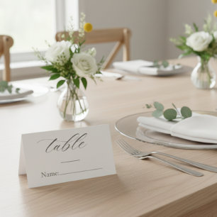 Elegante minimalistische Schrift Hochzeitsplatzkar Platzkarte