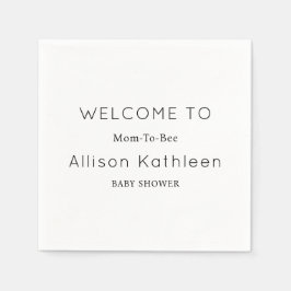 Elegante Minimalistische Schwarz-Weiß-Baby-Dusche Serviette