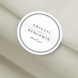 Elegante minimalistische Schwarz-Weiß-Gastgeschenk Runder Aufkleber