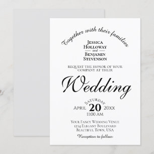 Elegante Minimalistische Schwarz-Weiß-Hochzeit Einladung
