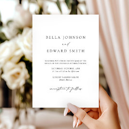 Elegante Minimalistische Schwarz-Weiß-Hochzeit Einladung