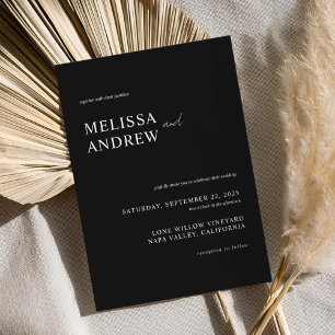 Elegante Minimalistische Schwarz-Weiß-Hochzeit Einladung