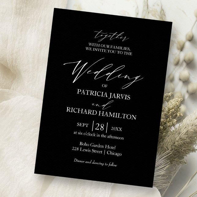 Elegante Minimalistische Schwarz-Weiß-Hochzeit Einladung (Von Creator hochgeladen)
