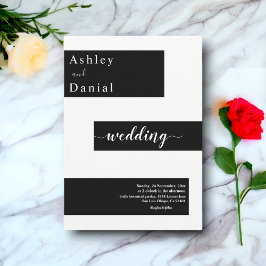 Elegante Minimalistische Schwarz-Weiß-Hochzeit Einladung