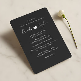 Elegante Minimalistische Schwarz-Weiß-Hochzeit Einladung