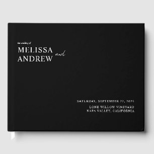 Elegante Minimalistische Schwarz-Weiß-Hochzeit Gästebuch