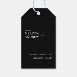 Elegante Minimalistische Schwarz-Weiß-Hochzeit Geschenkanhänger