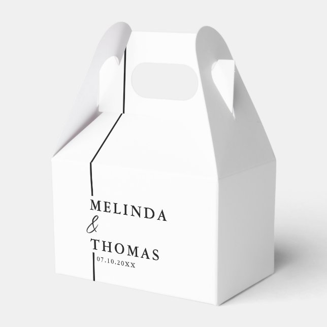 Elegante Minimalistische Schwarz-Weiß-Hochzeit Geschenkschachtel (Vorderseite)