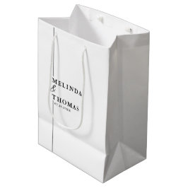 Elegante Minimalistische Schwarz-Weiß-Hochzeit Mittlere Geschenktüte