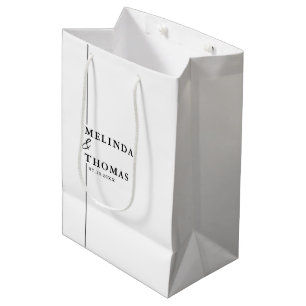 Elegante Minimalistische Schwarz-Weiß-Hochzeit Mittlere Geschenktüte