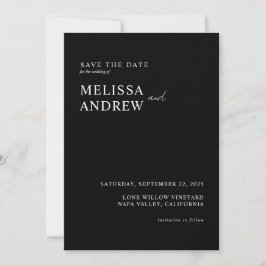 Elegante Minimalistische Schwarz-Weiß-Hochzeit Save The Date