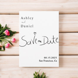 Elegante Minimalistische Schwarz-Weiß-Hochzeit Save The Date
