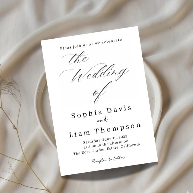 Elegante Minimalistische Schwarz-Weiß-Hochzeitsein Einladung (Von Creator hochgeladen)
