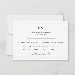 Elegante Minimalistische Schwarz-Weiß-Menüwahl-Hoc RSVP Karte