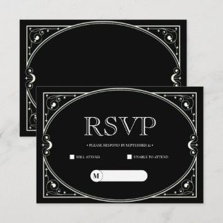 Elegante Minimalistische Schwarz-Weiß-Rsvp-Karte RSVP Karte