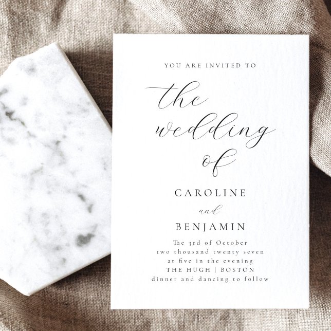 Elegante Minimalistische Schwarz-weiße Hochzeit Einladung (Von Creator hochgeladen)