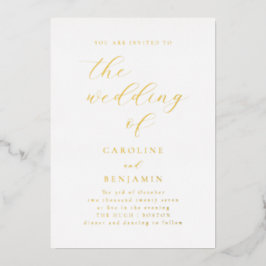Elegante Minimalistische Schwarz-weiße Hochzeit Folieneinladung
