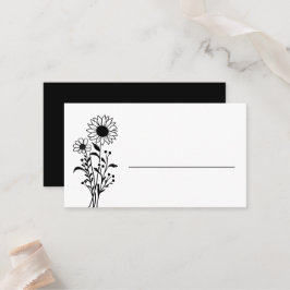 Elegante Minimalistische Schwarz-weiße Hochzeit Platzkarte