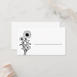 Elegante Minimalistische Schwarz-weiße Hochzeit Platzkarte