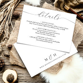 Elegante minimalistische Schwarz-weiße Hochzeitdet Begleitkarte