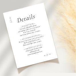 Elegante minimalistische Schwarz-weiße Hochzeitdet Begleitkarte