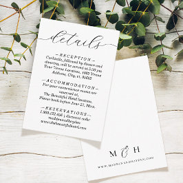 Elegante minimalistische Schwarz-weiße Hochzeitdet Begleitkarte