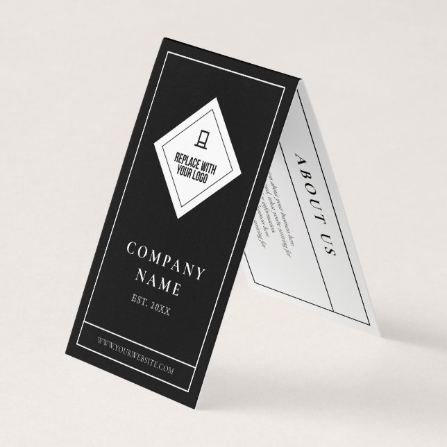 Elegante Minimalistische Schwarz-weiße Logokombina Visitenkarten (Vorderseite)