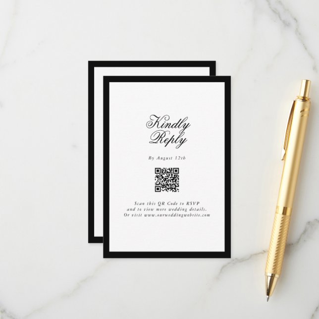 Elegante Minimalistische Schwarz-weiße Monogramm-H Begleitkarte (Vorderseite/Rückseite Beispiel)