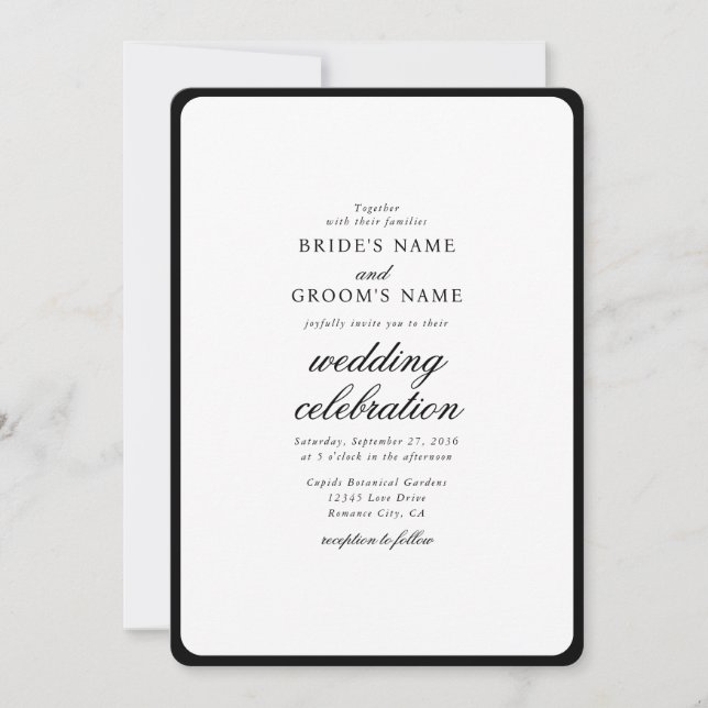 Elegante Minimalistische Schwarz-weiße Monogramm-H Einladung (Vorderseite)
