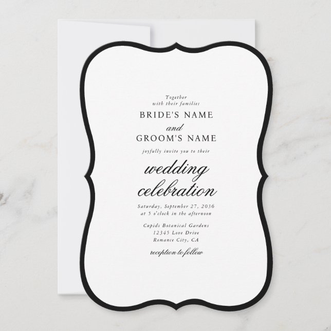 Elegante Minimalistische Schwarz-weiße Monogramm-H Einladung (Vorderseite)