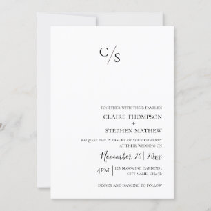 Elegante Minimalistische Schwarz-weiße Monogramm-H Einladung