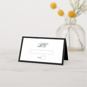 Elegante Minimalistische Schwarz-weiße Monogramm-H Platzkarte