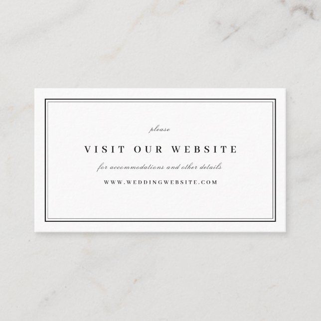 Elegante, minimalistische schwarz-weiße Website ei Platzkarte (Vorderseite)