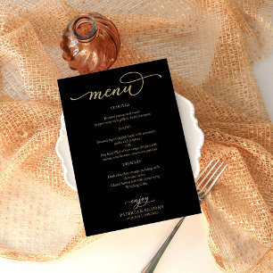 Elegante minimalistische schwarze Gold-Schrift Hoc Menükarte