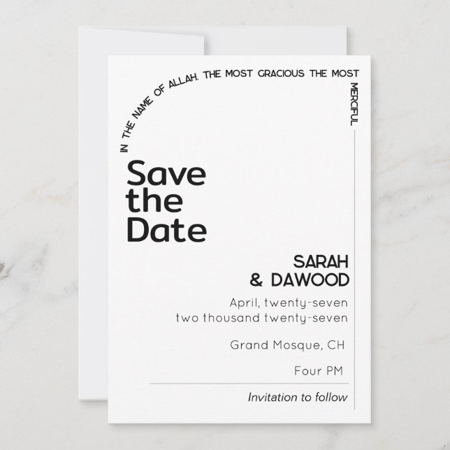 Elegante Minimalistische Schwarze Heirat Save The Date (Vorderseite)