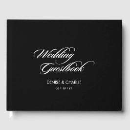 Elegante Minimalistische Schwarze Hochzeit Gästebuch