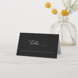 Elegante Minimalistische Schwarze Hochzeit Platzkarte