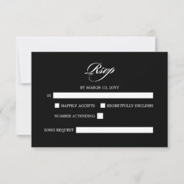Elegante Minimalistische Schwarze Hochzeit RSVP Karte