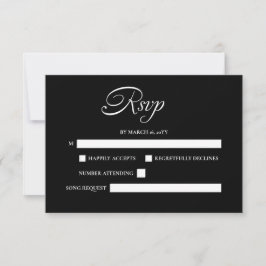 Elegante Minimalistische Schwarze Hochzeit RSVP Karte
