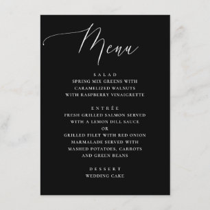 Elegante minimalistische schwarze Kalligrafie-Hoch Menükarte