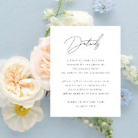 Elegante Minimalistische Script Black Wedding Deta