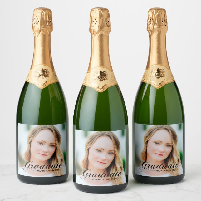 Elegante Minimalistische Script-Foto-Graduation-Pa (Flaschen)