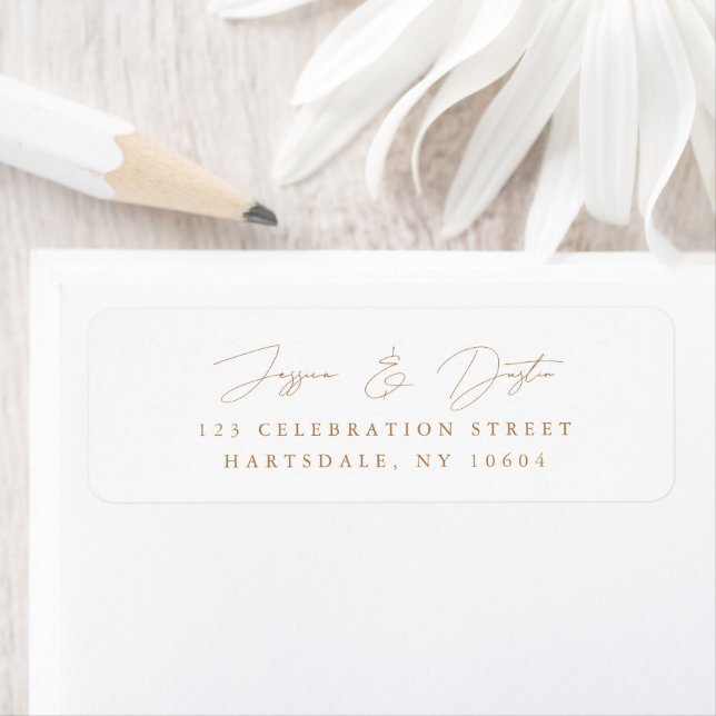 Elegante Minimalistische Script-Gold-Rücksendeadre (Insitu)