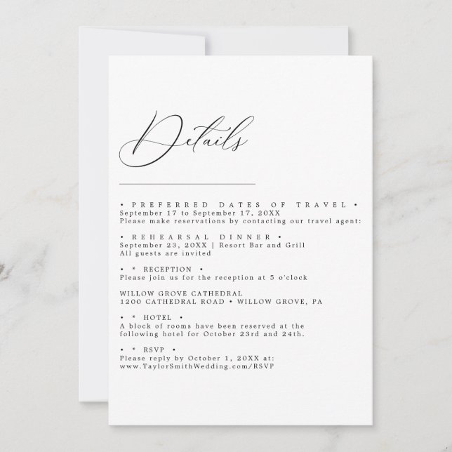 Elegante Minimalistische Script-Hochzeitskarte Einladung (Vorderseite)