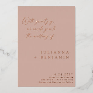 Elegante Minimalistische Script Wedding Blush Rose Folieneinladung